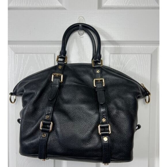 Michael Kors Bedford Black Leather Satchel Gold Hardware - Picture 2 of 12